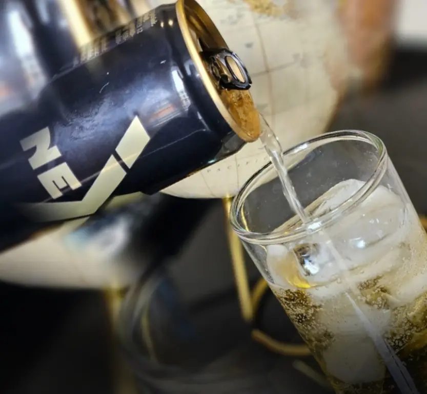 NextLevel 500ml long-haul format being poured into a tasting glass