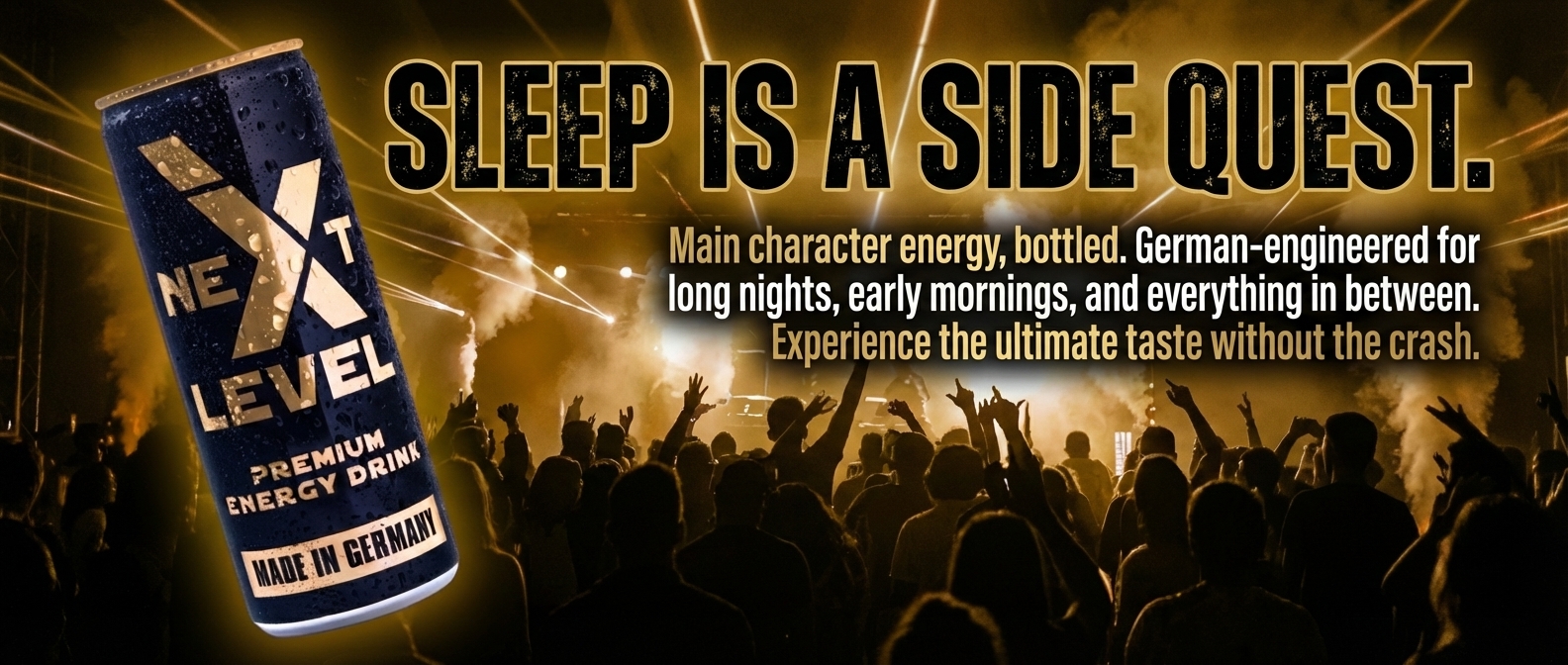 Sleep is a side quest — main character energy, bottled. German-engineered for long nights, early mornings, and everything in between.